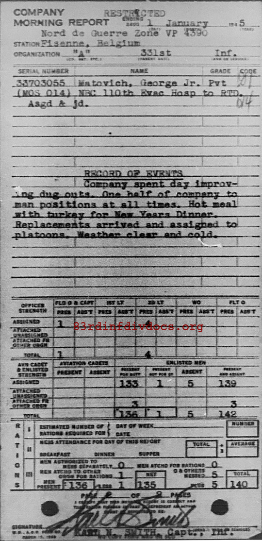 Morning report A Co, 1945-01-01, page 2 Morning report