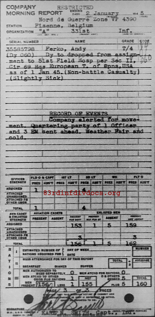 Morning report A Co, 1945-01-02, page 3 Morning report