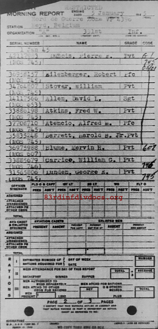 Morning report A Co, 1945-01-05, page 2 Morning report