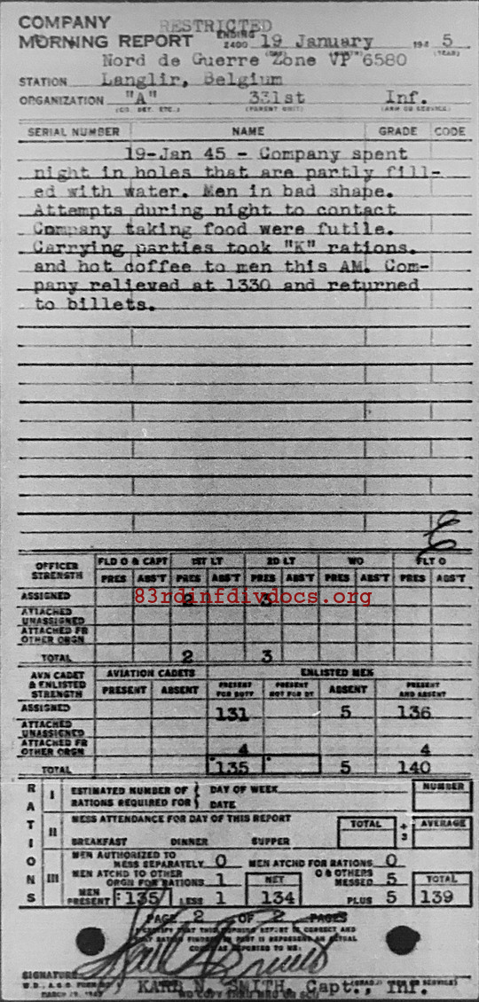 Morning report A Co, 1945-01-19, page 2 Morning report