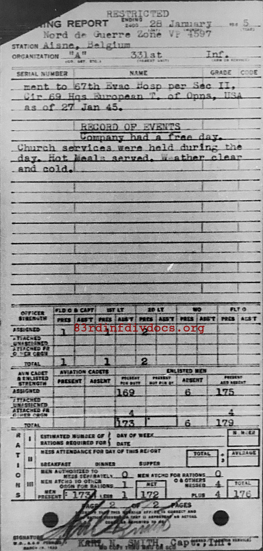 Morning report A Co, 1945-01-28, page 2 Morning report