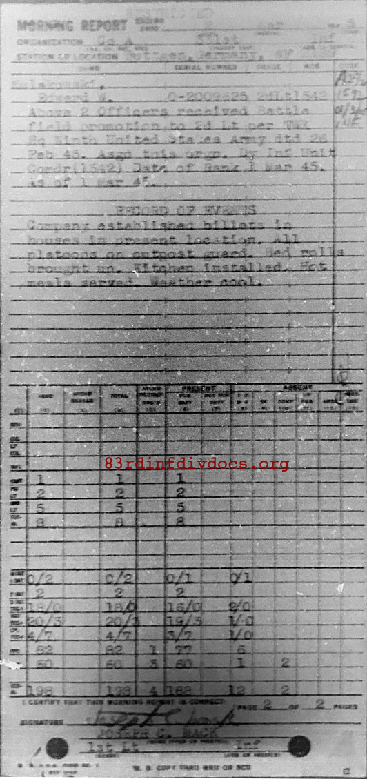 Morning report A Co, 1945-03-02, page 2 Morning report