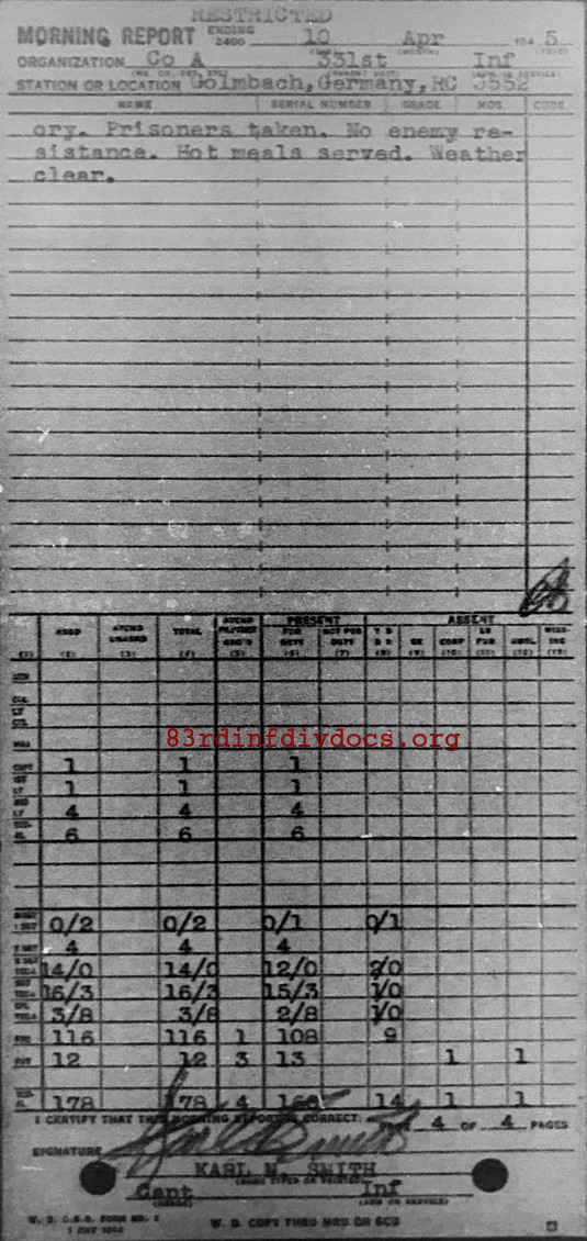 Morning report A Co, 1945-04-10, page 4 Morning report