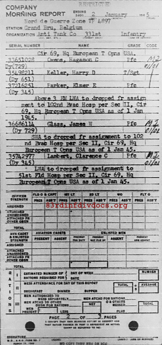 Morning report ATCO Co, 1945-01-02, page 2 Morning report