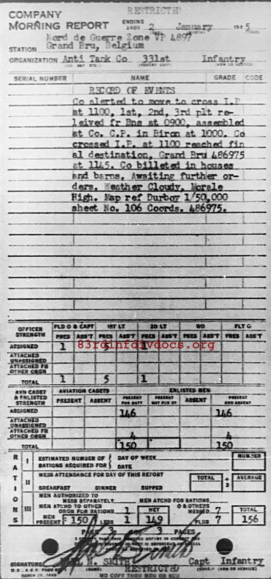 Morning report ATCO Co, 1945-01-02, page 3 Morning report