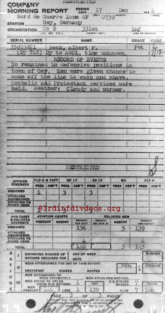 Morning report B Co, 1944-12-17, page 3 Morning report