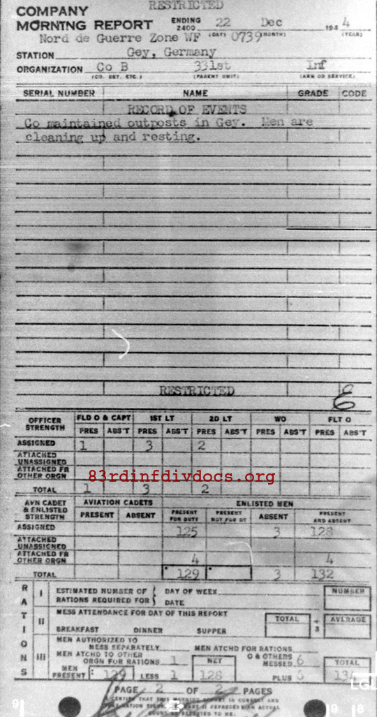 Morning report B Co, 1944-12-22, page 2 Morning report