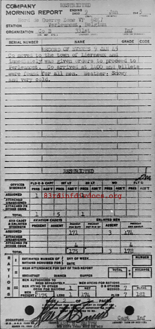 Morning report B Co, 1945-01-09, page 2 Morning report