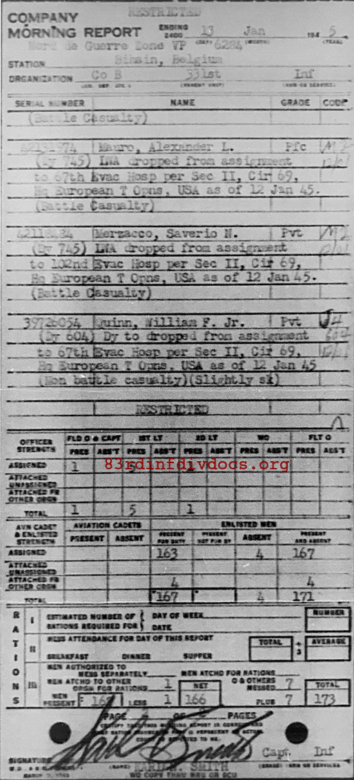 Morning report B Co, 1945-01-13, page 2 Morning report