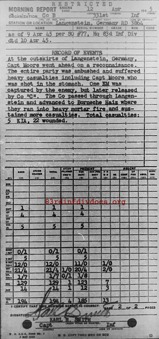 Morning report B Co, 1945-04-12, page 2 Morning report