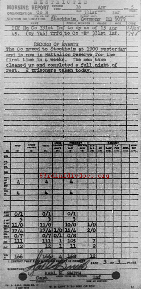 Morning report B Co, 1945-04-16, page 3 Morning report