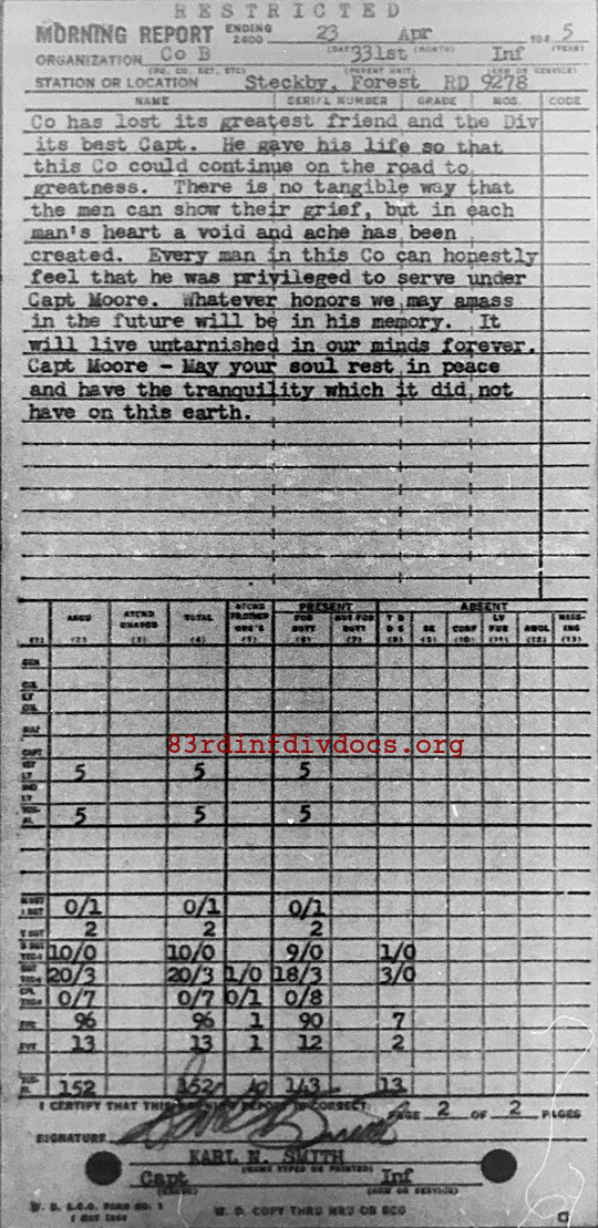 Morning report B Co, 1945-04-23, page 2 Morning report