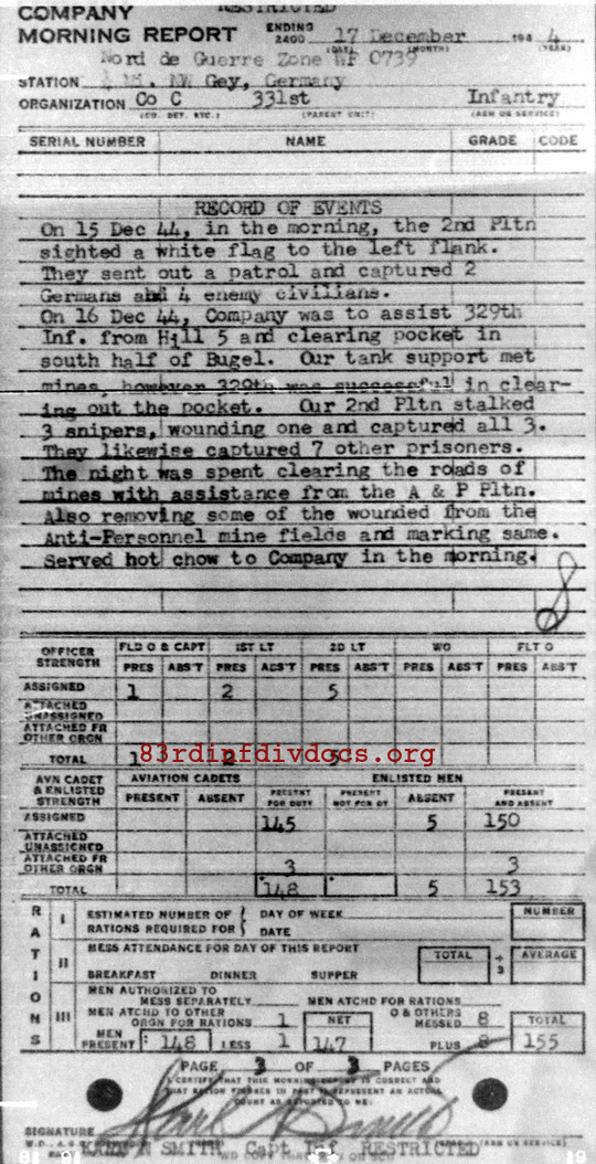 Morning report C Co, 1944-12-17, page 3 Morning report