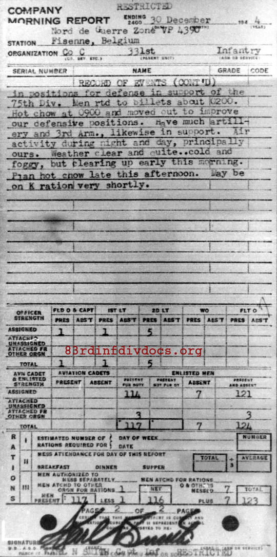 Morning report C Co, 1944-12-30, page 2 Morning report