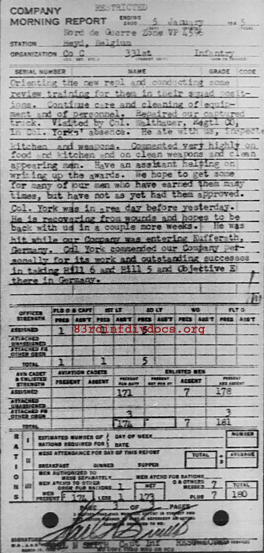 Morning report C Co, 1945-01-05, page 3 Morning report