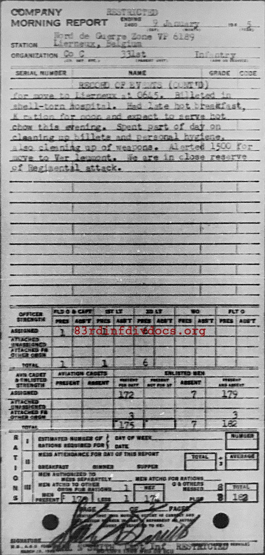 Morning report C Co, 1945-01-09, page 2 Morning report