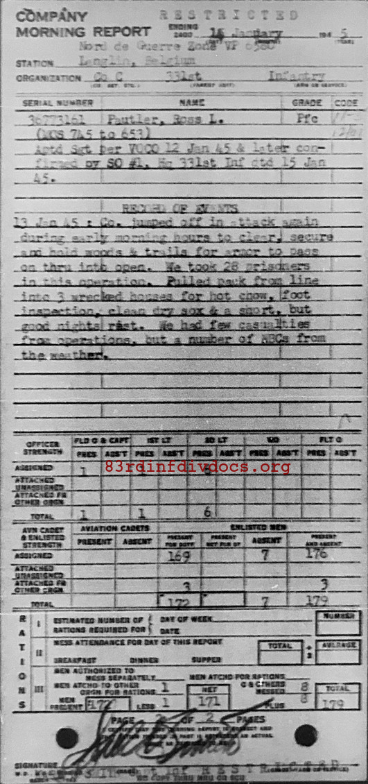 Morning report C Co, 1945-01-14, page 2 Morning report
