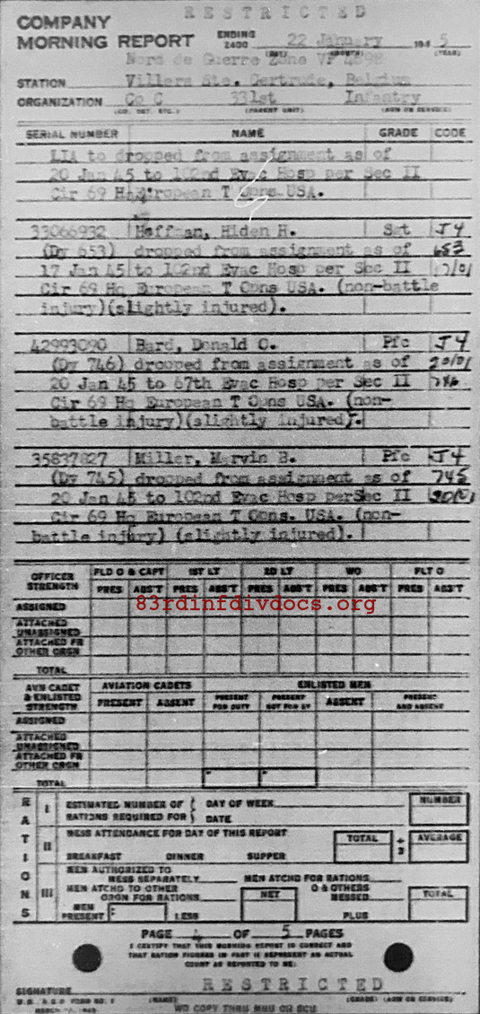 Morning report C Co, 1945-01-22, page 4 Morning report