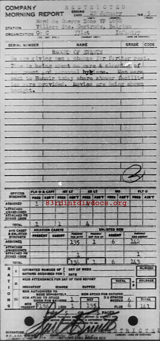 Morning report C Co, 1945-01-22, page 5 Morning report
