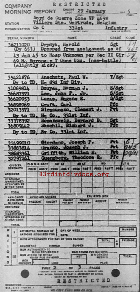 Morning report C Co, 1945-01-29, page 2 Morning report