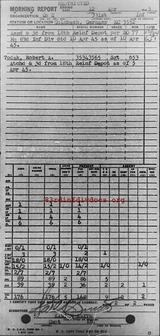 Morning report C Co, 1945-04-12, page 2 Morning report