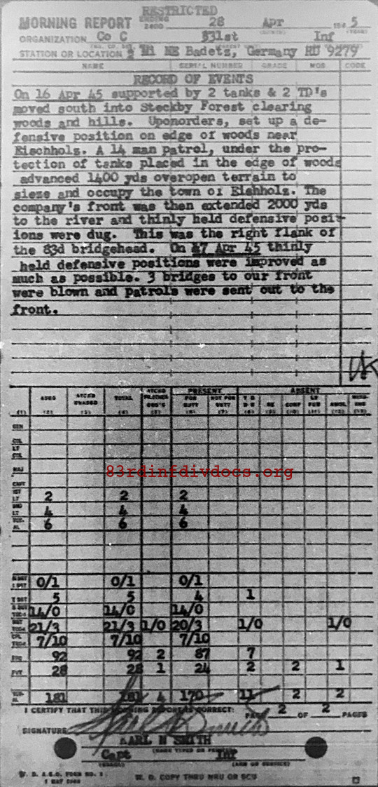 Morning report C Co, 1945-04-28, page 2 Morning report