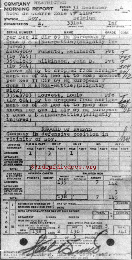 Morning report E Co, 1944-12-31, page 5 Morning report