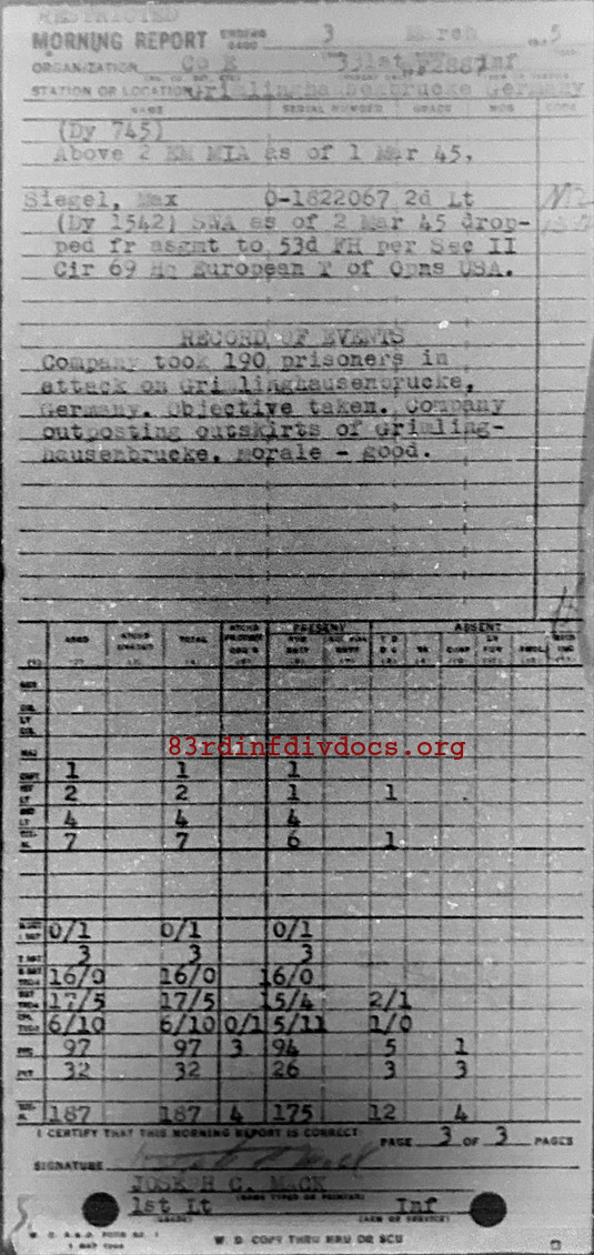 Morning report E Co, 1945-03-03, page 3 Morning report