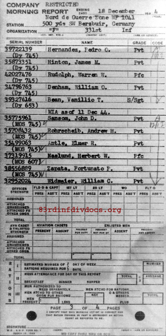 Morning report F Co, 1944-12-18, page 3 Morning report