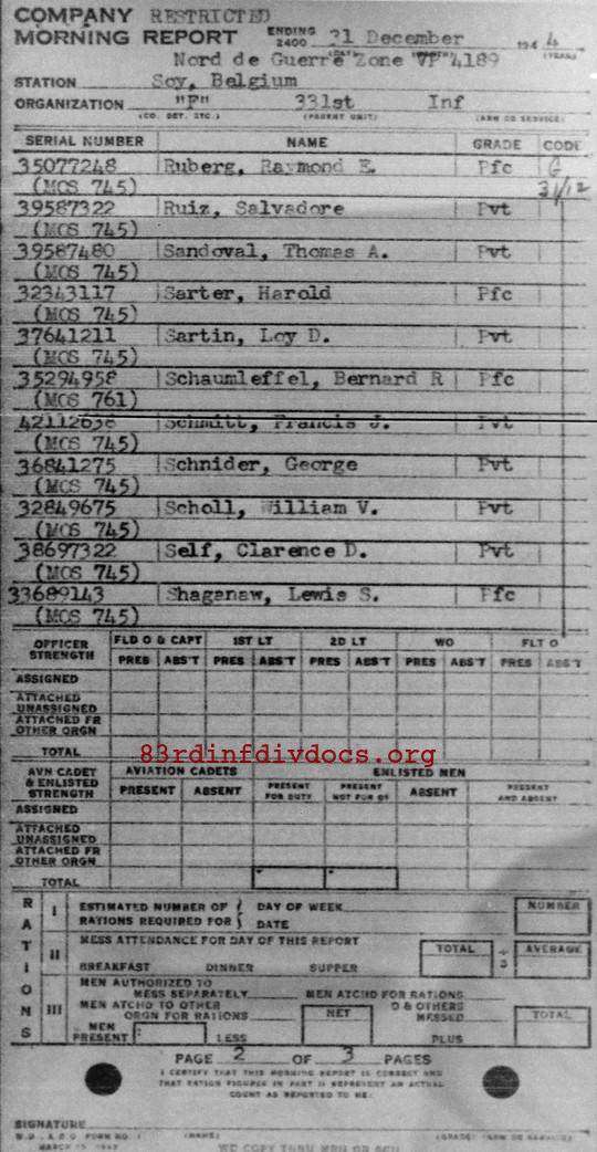 Morning report F Co, 1944-12-31, page 2 Morning report