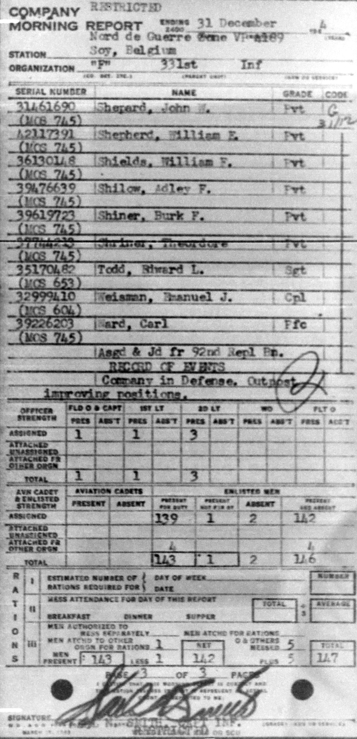 Morning report F Co, 1944-12-31, page 4 Morning report