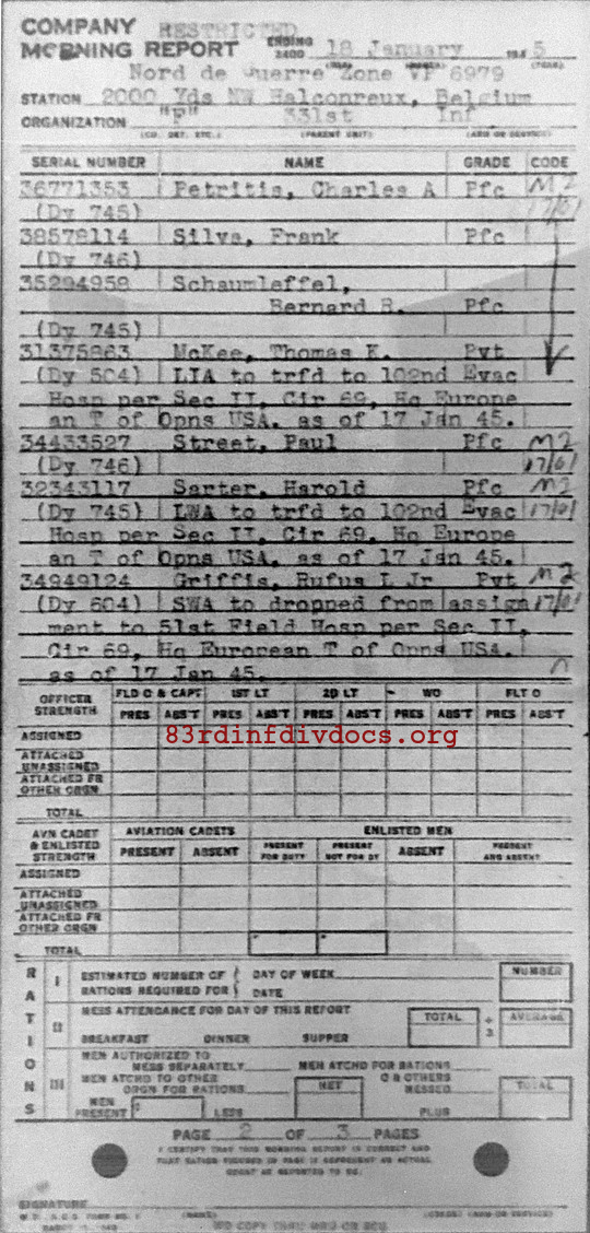 Morning report F Co, 1945-01-18, page 2 Morning report