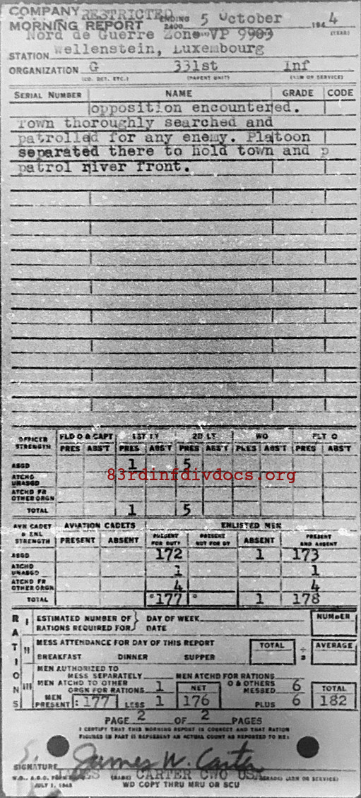 Morning report G Co, 1944-10-05, page 2 Morning report