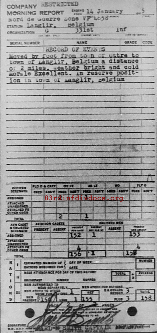 Morning report G Co, 1945-01-14, page 2 Morning report