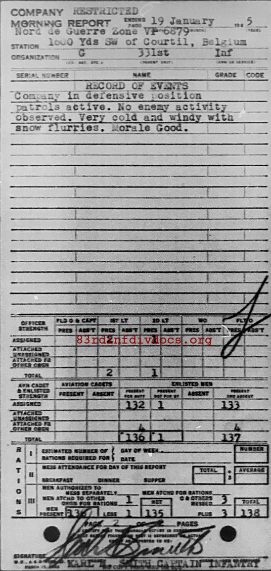 Morning report G Co, 1945-01-19, page 2 Morning report