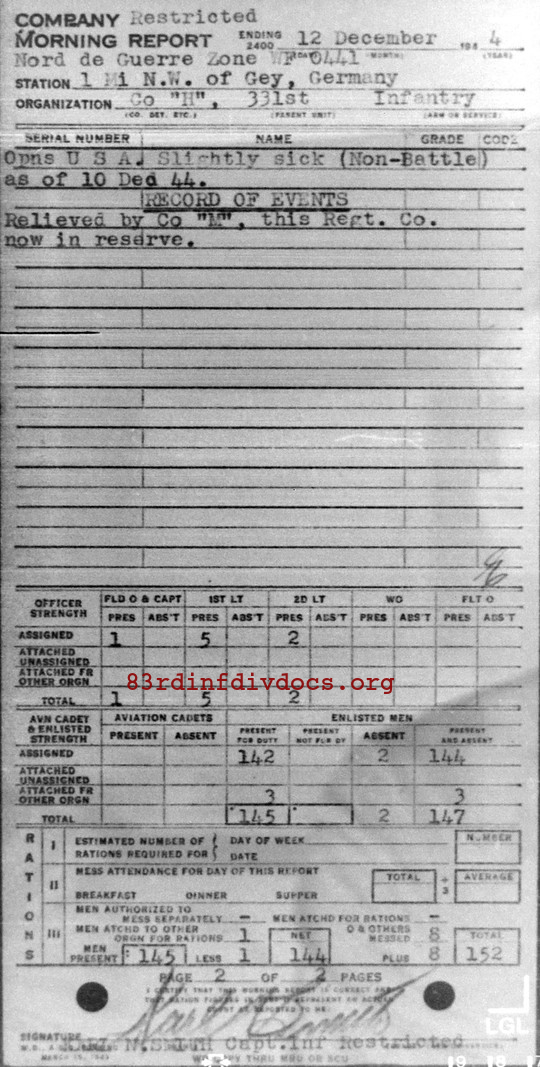 Morning report H Co, 1944-12-12, page 2 Morning report