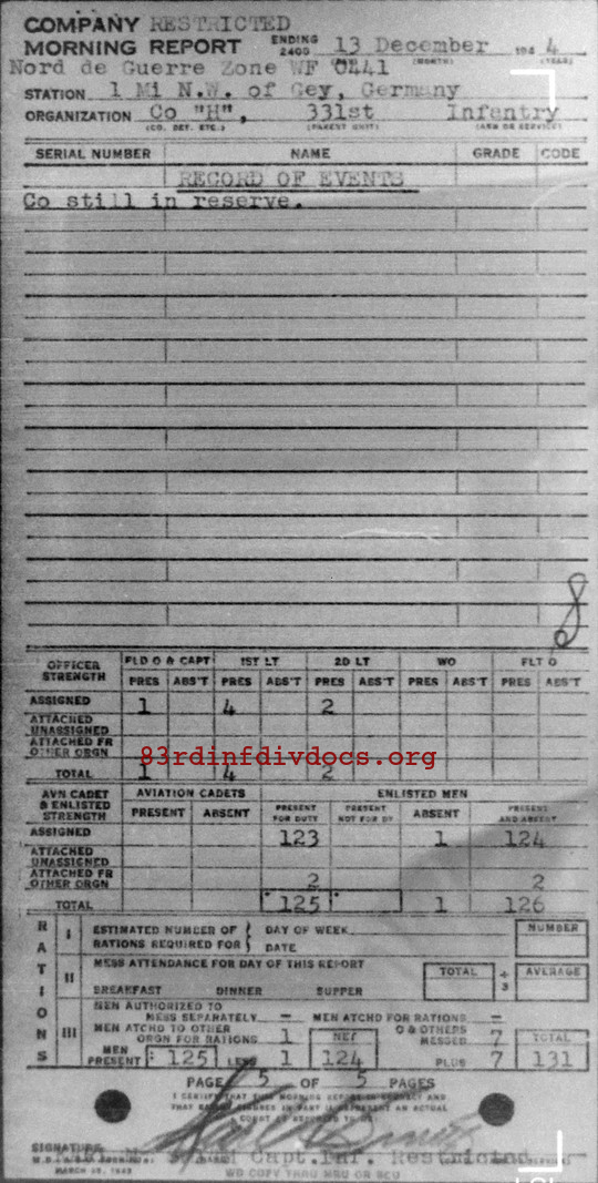 Morning report H Co, 1944-12-13, page 5 Morning report