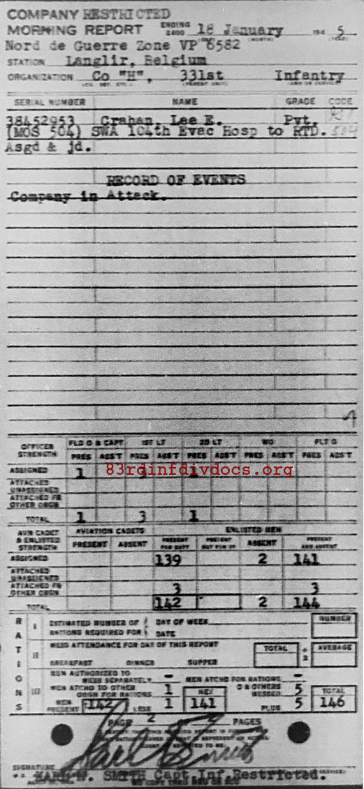 Morning report H Co, 1945-01-18, page 2 Morning report