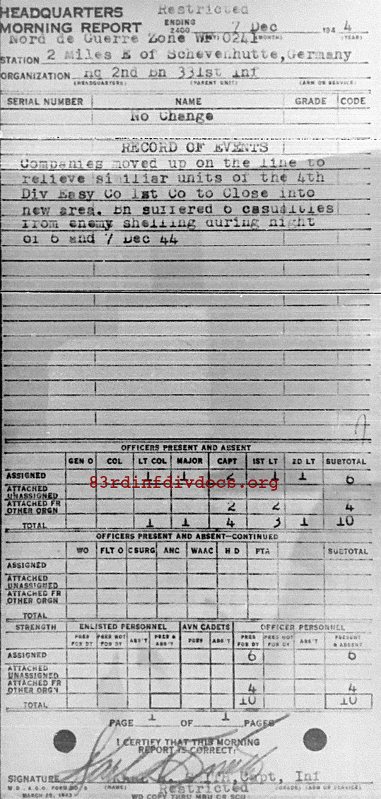 Morning report HQ2BN Co, 1944-12-07, page 1 Morning report