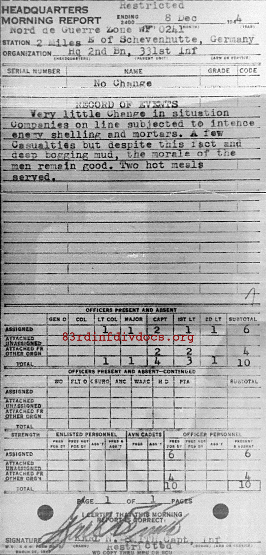 Morning report HQ2BN Co, 1944-12-08, page 1 Morning report