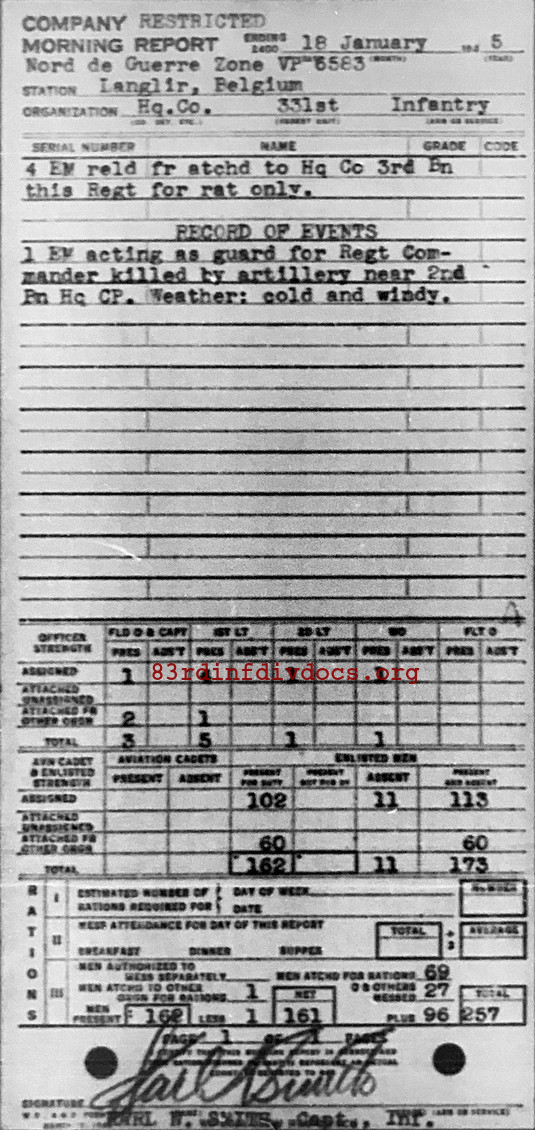 Morning report HQCO Co, 1945-01-18, page 1 Morning report