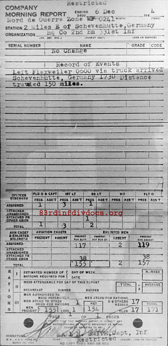 Morning report HQCO2BN Co, 1944-12-06, page 1 Morning report