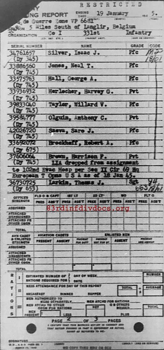 Morning report I Co, 1945-01-19, page 2 Morning report