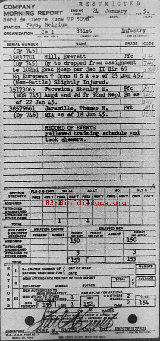 Morning report I Co, 1945-01-24, page 2 Morning report