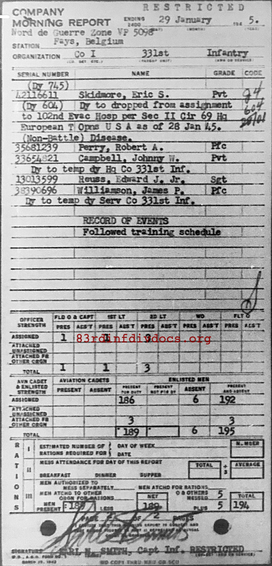 Morning report I Co, 1945-01-29, page 2 Morning report
