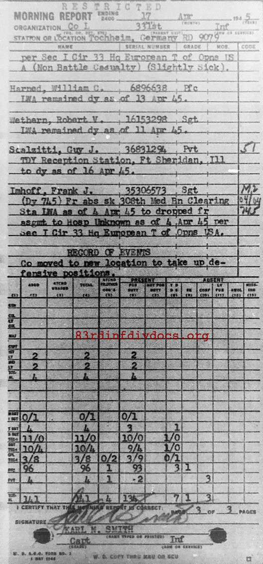 Morning report L Co, 1945-04-17, page 3 Morning report