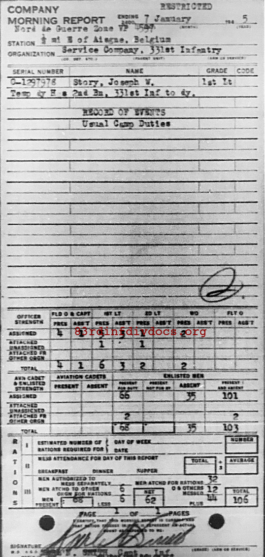Morning report SERCO Co, 1945-01-07, page 1 Morning report