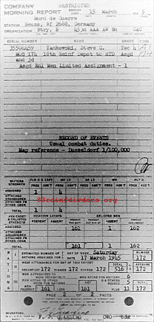 Morning report B Co, 1945-03-15, page 2 Morning report