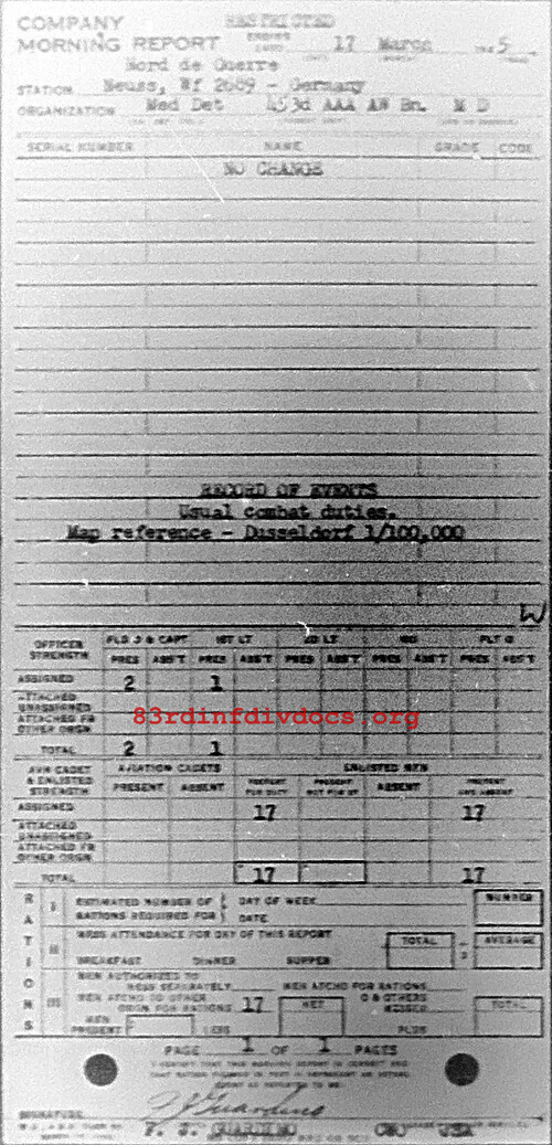 Morning report MEDDET Co, 1945-03-17, page 1 Morning report