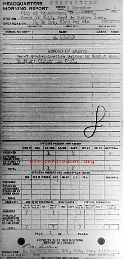 Morning report SPTRPSHQ Co, 1944-12-06, page 1 Morning report